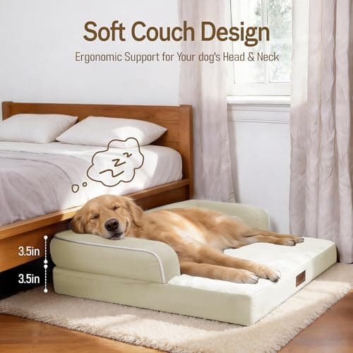 Comfort Expression Washable Orthopedic Large Sized Dogs - Huge Large Dog Bed with Removable & Waterproof Cover Soft Pet Couch with Foam Support for Big Size Dogs with Bolster, 45x35 view 3