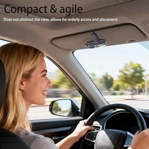 Sunglasses Holder for Car, Leather Eyeglass Clip, Magnetic Ticket Card Clip, Universal Car Sun Visor Storage Multi-Functional Interior Accessory for SUV Pickup Trucks view 6