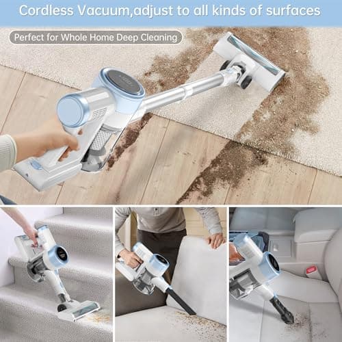 ENCHE Cordless Stick Vacuum Cleaner, 45KPA Powerful Suction 50Mins Runtime, Lightweight 6-in-1 Vacuum with LED Touch Screen Anti-Tangle for Pet Hair Hard Floor Carpet Home Car view 6
