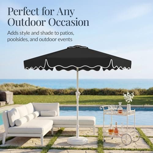Best Choice Products 7.5ft Patio Market Umbrella with Wavy Trim, UV-Fade-Resistant 210g Canopy, Crank & Tilt, Wind Vent, Heavy-Duty Frame - Black view 5