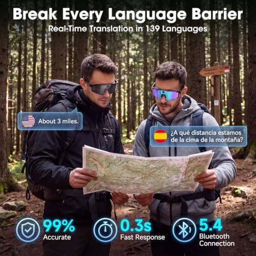 AI Smart Glasses with POV Camera, 4K Video Recording for Cycling & Hiking | Sport Sunglasses, AI Voice Assistant, Bluetooth Calls, Real-Time Translation, Dual-Mic ENC, 6-Axis EIS, UV400, IP65 view 4