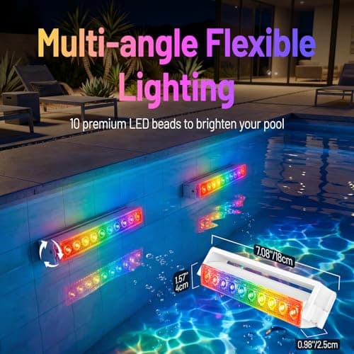 Orbecco Underwater Pool Lights, IP68 Waterproof Submersible Pool Led Lights with 13 Lighting Modes, Rechargeable Pool Light with Remote Control and Timer, Pool Lights for Above Ground Inground Pools view 2