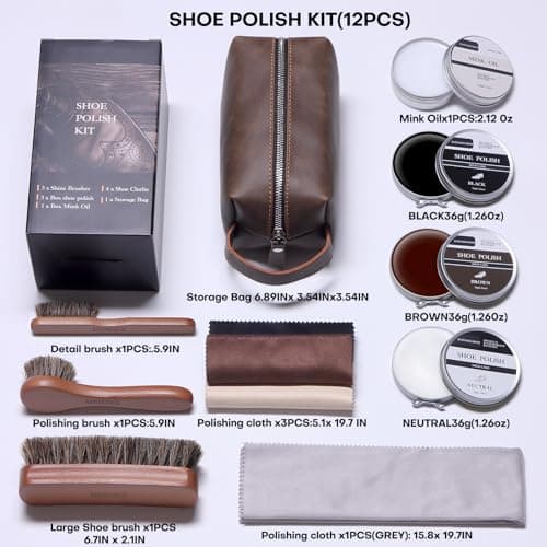 RAPSAKEMOH Shoe Polish Kit, Horsehair Brush Shoe Shine Kit For men, Shoes Boots Care Brushes Polish Kit view 5