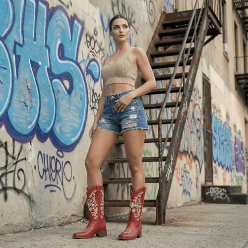 UJPFEO Cowboy Boots for Women Mid Calf Cowgirl Boots Square Toe Pull On Low Chunky Heel Embroidery Western Boots view 3