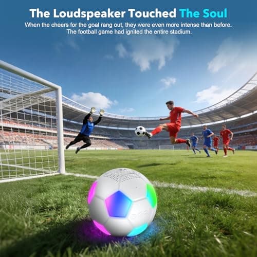 RZLCCL Soccer Ball Shaped Speaker, Portable Wireless Speaker with LED Light, IPX6 Waterproof, 5W Stereo, TWS Pairing, Suitable for Outdoor Travel Speakers for Sports Fans - White view 6