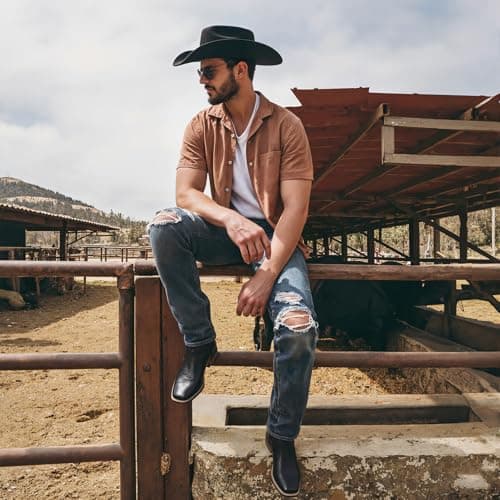 Grakihily Cowboy Boots For Men with Wide Square Toe Western Retro Boot Durable Classic Fashionable Embroidered Country Pull On Resistant Boots view 2