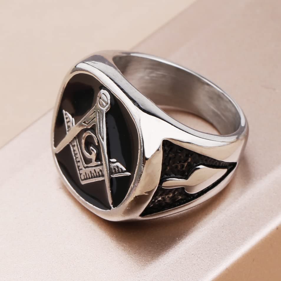 YLWJSP Freemason Gifts Masonic Biker Rings Masonic Master Mason Ring Freemason Signet Style Jewelry Mason Signet Band Jewelry view 3