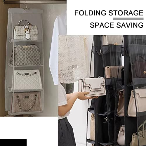 AYWVRBST Handbag Purse Organizer, 8 Pockets, Dust Proof Purse Organizer Closet, Wardrobe Closet Organizer, Washable Handbag Organizer for Handbags Purse (Gray, 8) view 6