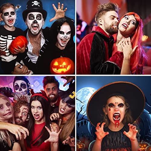 Halloween Realistic Vampire Teeth and Fake Fangs | Vampire Fangs Teeth with Upgraded Reusable Adhesive (13mm, 15mm, 17mm) view 6