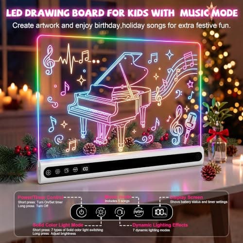 Rechargeable Led Drawing Board for Kids with Music, 3-12 Year Old Gifts view 5