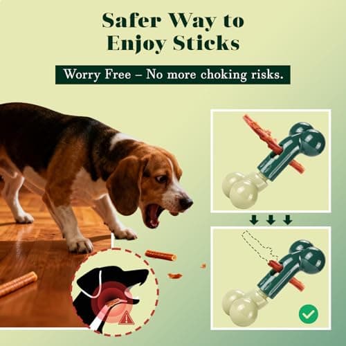 Apasiri Bully Stick Holder for Medium/Large Dogs - Anti-Choking, Prevents Swallowed Ends - Nylon Dog Chew Toy - Dishwasher Safe, Green view 2