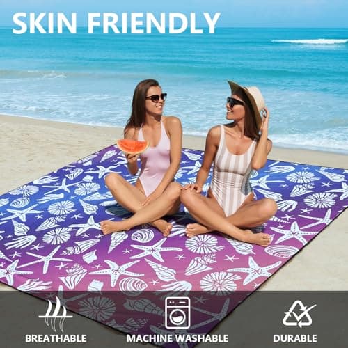 HIHOHO Beach Blanket, Sandproof Beach Mat, Waterproof Quick Drying Lightweight Outdoor Aztec Picnic Mat 79" X 83"/120"x108" for 2-8 Adults for Travel, Camping, Hiking view 3
