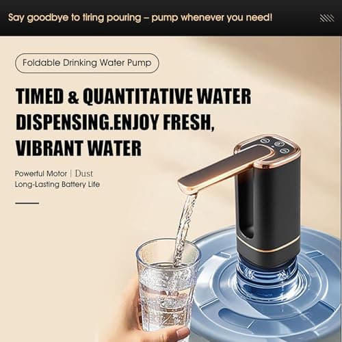 5 Gallon Water Dispenser for 5 Gallon Bottle, Electric Water Dispenser Pump - USB-C Rechargeable, 1200mAh Battery, Portable for Home, Office, Camping (Rose Gold) view 2