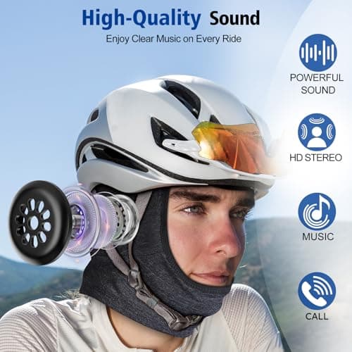 MUSICOZY Balaclava Ski Mask with Bluetooth 5.4 Headphones, Winter Thermal Face Mask Windproof Neck Warmer Gifts for Men Women view 4