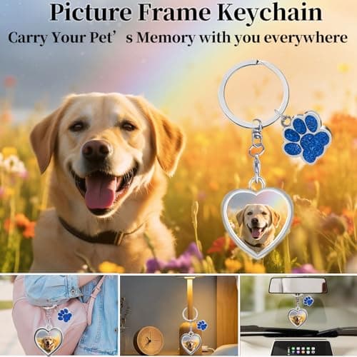 Rainbow Bridge Dog Memorial Gifts for Loss of Dog Cat Christmas Gift,5.9“ Acrylic with LED Light/Picture Frame Keychain with Paw Prints/Sympathy Card Pet Sympathy Bereavement Gifts for Pet Lovers(Paw) view 5