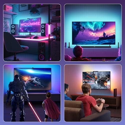 MIHEAL TV LED Backlight with Sensor,16.4FT RGB Strip Lights for 55-65 inch PC, TV, Monitor, Smart TV Lights Behind That Sync with Screen, Compatible with App Music Sync, for Gaming Room view 6
