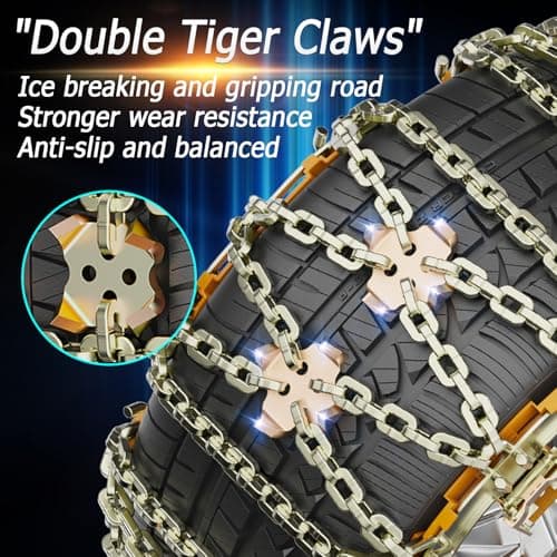 Snow Chains, Tire Chains for Car SUV Pickup Trucks, Adjustable Portable Universal Emergency Anti Skid Snow Car Tire Chains for Tire Width 225-285mm, 6 Pack view 2