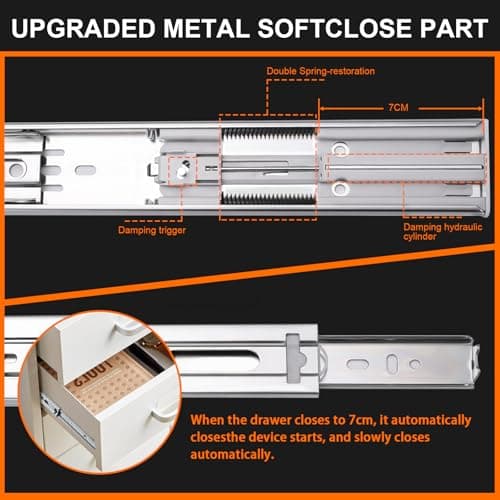 10 inch Drawer Slides 6 Pairs (12pcs) Soft Self Close 3 fold Full Extension Ball Bearing Cabinet Drawer Glides Side Mount for Dresser, Cabinet, Kitchen 100 LB Capacity 10" Silver view 3