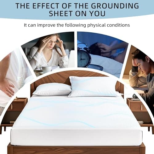 Grounding Sheets King with 88% Organic Cotton & 12% Silver Fiber, Grounding Sheets King Size, Conductive Earthing Sheet for Better Sleep, Stress Relief (75.2"x 80"x 15" White) view 6