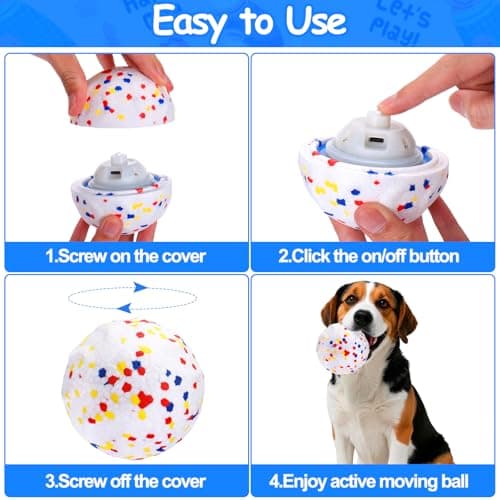 Mity rain Interactive Dog Toys - E-TPU Bouncy Ball for Small Medium Large Puppy Pet, Moving Balls for Dogs Enrichment, Motion Activated Toys that Keep Them Busy & Move on Its Own White view 7