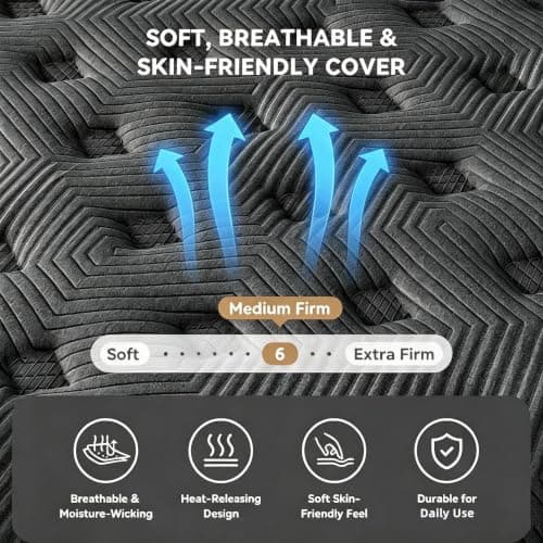 Mattress Queen Size, 12 inch Queen Hybrid Mattress in a Box, Medium Firm | with Gel Memory Foam & Pocket Coils, Motion Isolation, Breathable Cooling Cover, Back Pain Relief & Edge Support, Euro Top view 5