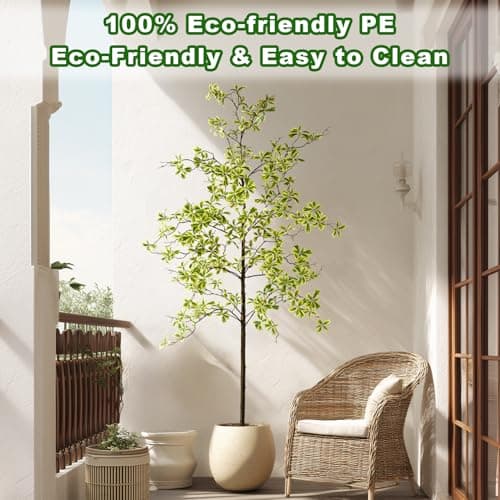 Bailikang 7FT Artificial Black Olive Tree Artificial Olive Plants, Tall Faux Olive Tree Faux Silk Plant Fake Plant Ultra-Realistic Silk Leaves & Natural Trunk Indoor Outdoor Use view 4