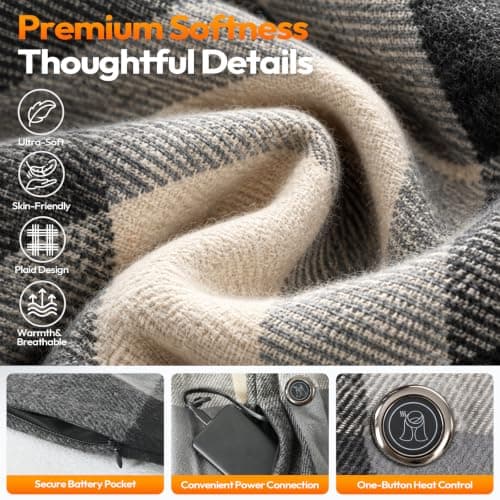WOOMER Heated Scarf, Graphene Electric Plaid Scarf view 5