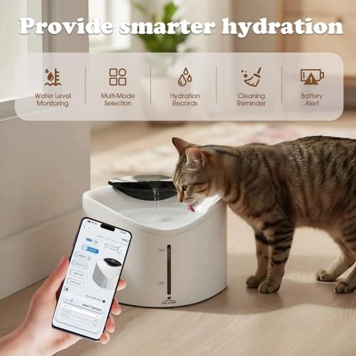 Wireless Cat Water Fountain with Smart App Monitoring, BPA-Free Ensure Safety, 2.5L/84oz Pet Water Fountain, Increase Water Intake, Ultra-Quiet Automatic Cats Dog Dispenser with Hydration Tracking view 3
