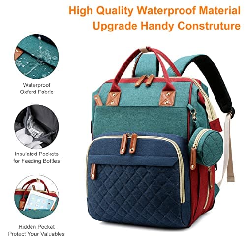 Awanhe Diaper Bag, Backpack with Changing Station, Waterproof Baby Bag for Boys & Girls, USB Charging Port for Parents, Travel Backpack Baby Essentials & Lovely Baby Shower Gifts, RGB view 3