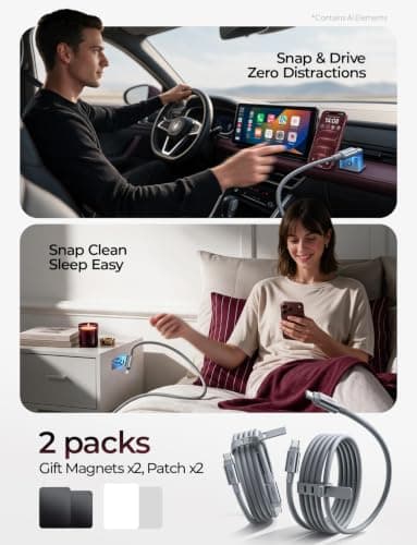 LISEN Tap 1 S Storage Cable, 240W C to C Cable Fast Charging (2 Pack 5FT) view 5