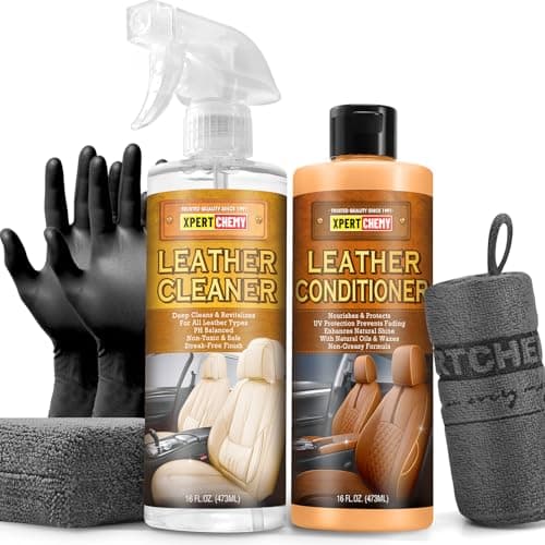 XPERTCHEMY Leather Cleaner and Conditioner Kit, Leather Care for Car Seats, Furniture, Couches, Boots, Bags & More, Safe for Any Color, 2 x 16oz — image 1