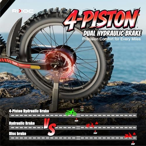 RIXOC GT19 Electric Dirt Bike, Peak 3000W,39MPH,52V 31.2Ah Removable Battery,62Mile Electric Motorcycle,19" Off-Road Tire Ebike,4-Piston Hydraulic Brake, Electric Bike for Teens and Adult view 5