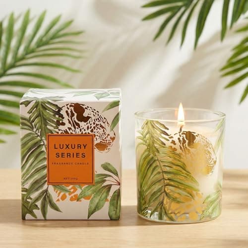Wild Lily & Vetiver Scented Candles for Home, Large Glass Jar Soy Wax Candle, 7.05oz Luxury Leopard Candle Decor, 55H Burn, Ideal for Mother's Day, Birthday Gift view 6