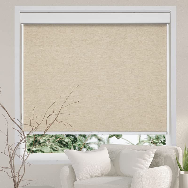 Persilux Free-Stop Cordless Windows Shades Light Filtering Roller Blinds for Windows (Khaki 28" x 72") Natural Woven Fabric UV Protection Privacy Roller Shades for Windows, Home, Office, Doors view 2