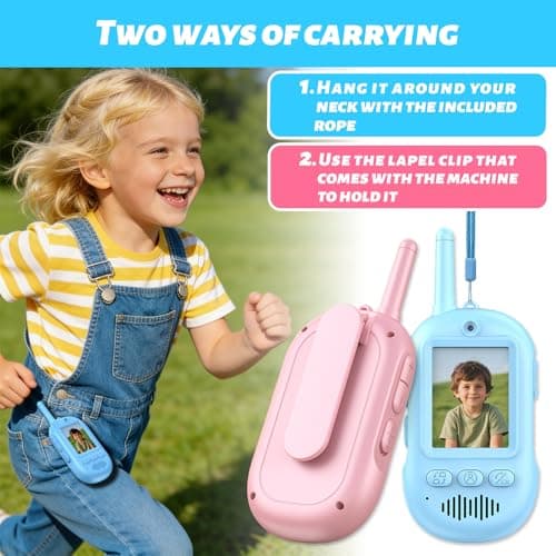 Video Walkie Talkies for Kids, 2 Pack Rechargeable Long Range Video Kids Walkies Talkies with Voice Changer, Outdoor Camping Hiking Indoor Play Toys Birthday for Boys and Girls Ages 3-12 view 5