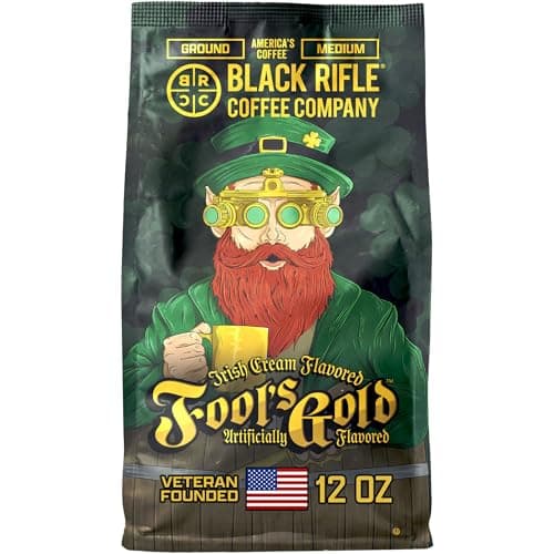 Black Rifle Coffee Company Fools Gold Irish Cream, 12oz Bag, Ground Coffee Medium Roast – Smooth Blend Made from Arabica Beans – Rich Irish Cream Flavor – Veteran Founded & American Made. view 1
