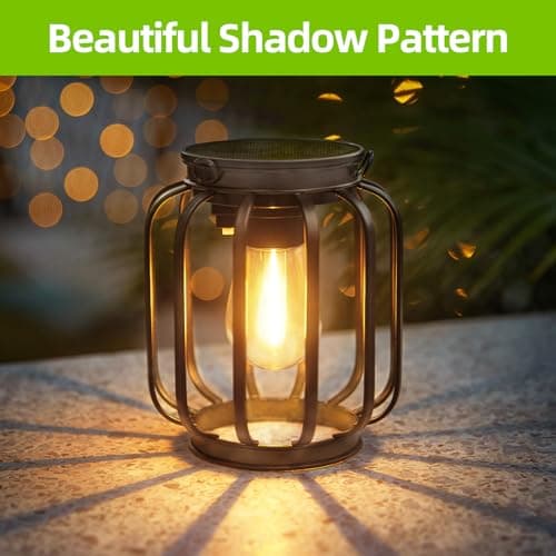 Solar Hanging Lanterns Outdoor Waterproof: 4 Pack Metal Solar-Powered Lights with Hook, Bright Warm Lantern Decor for Outside, Classic Outdoor Lighting for Yard Garden Patio Porch Balcony Decorations view 5