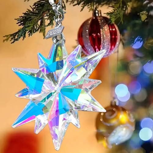 2025 Annual Christmas Ornaments Crystal Snowflake Star, Sparkly Crystal Ornaments for Christmas Tree, Beautiful Christmas Ornaments for Women Girls view 6