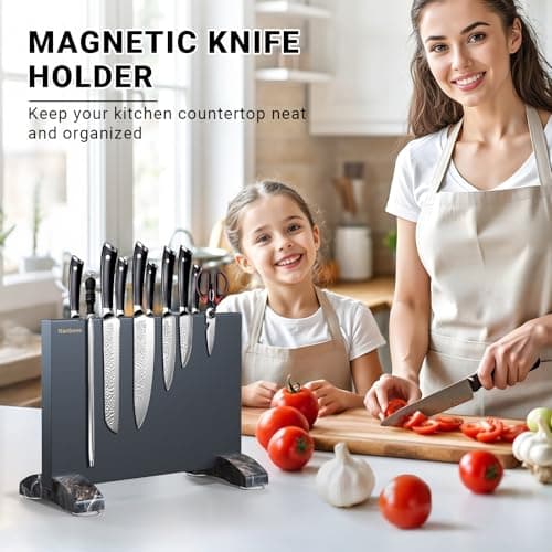 Nanbone Black Magnetic Knife Block Stand Without Knives Black Double Sided Magnetic Knife Holder Rack for Kitchen Counter Stainless Steel Knife Magnetic Strip Display Stand Storage Organizer view 2