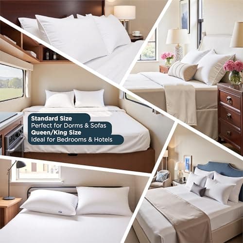 Bedsure Pillows Queen Size Set of 2 - Hotel Collection Bed Pillows for Sleeping, with Down Alternative Filling, Soft Support for Back, Stomach or Side Sleepers, Queen/Full, 28"x19", White, 2 Pack view 3