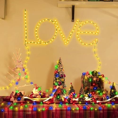 XUNXMAS Outdoor Indoor String Lights Christmas 500LED Warm White Multicolor Fairy Lights 164ft Green Wire Dimmable with Remote Control, Waterproof Fairy Light for DIY Christmas Tree view 4