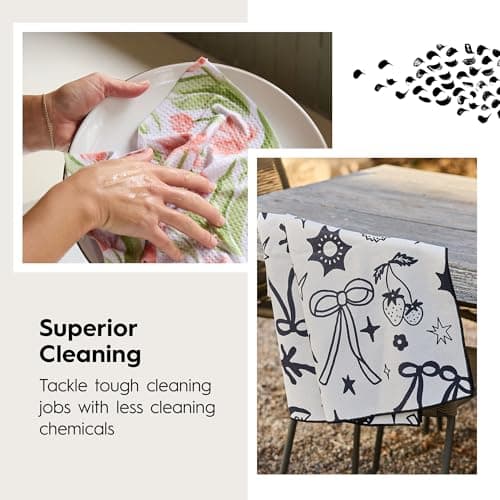 GEOMETRY Bar Towels for Kitchen - Spring & Summer Collection - Premium Towels for Cleaning Dishes & Glassware - Absorbent & Fast Drying Kitchen Towels - Soft Floral, 12" x 14" - 1-Piece view 4