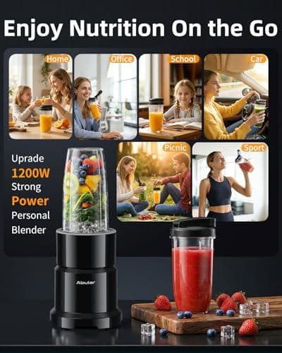 Blender for Smoothie, Abuler 1200W Personal Blender for Shake and Smoothies for Kitchen with 2 No-BPA 20oz Portable Cups, Single Serve Smoothies Maker Mixer for Juices, Nutritious Recipe view 5