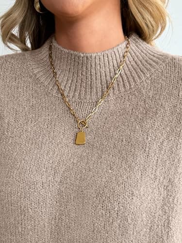 LILLUSORY Womens Oversized Mock Neck Batwing Chunky Fall Sweaters 2026 | Knit Cozy Comfort Soft Material, Casual Pullover, Daily Vacation Street Wear, Trendy Thick Winter Clothes view 5