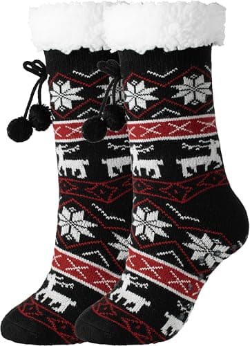 BenSorts Women Non Slip Winter Thick Slipper Socks with Grippers Warm Fuzzy Socks Christmas Gifts — image 1