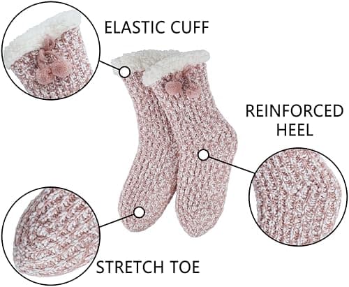 BenSorts Women Non Slip Winter Thick Slipper Socks with Grippers Warm Fuzzy Socks Christmas Gifts view 4