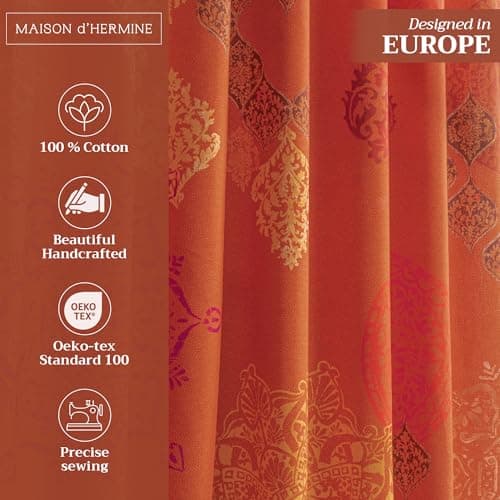 Maison d' Hermine Curtains for Living Room 100% Cotton 96 inch Length One Panel Light Filtering Curtains for Windows with Rod and Loop Pockets Gifts for Mothers Day (Versailles - Louvre, 50"W x 96"L) view 3