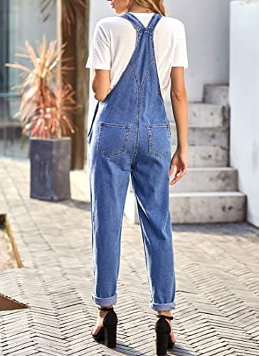 luvamia Women's Casual Stretch Adjustable Denim Bib Overalls Jeans Pants Jumpsuits view 6
