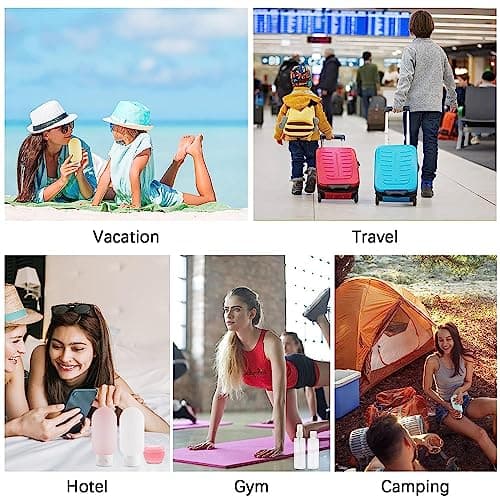 12 Pack Travel Bottles Set for Toiletries TSA Approved Travel Size Containers for Toiletries with Labels BPA Free Leakproof Squeezable Refillable Airplane Travel Accessories for Shampoo Conditioner view 6