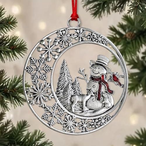 Christmas Ornaments 2025, Snowman Ornaments for Christmas Tree, Metal Snowflake Xmas Ornament, Pretty Cute Holiday Ornament, Vintage Snowman Gift view 6